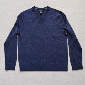 Banana Republic Men's XL Extra Fine Merino Wool Crew Neck Sweater Navy Blue